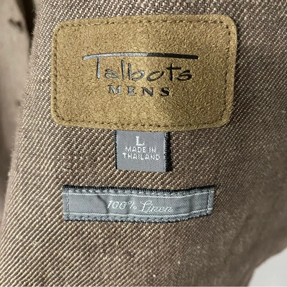 Talbots For Men Blazer Sport Jacket L Brown 100% Linen 3 Button Business Casual
